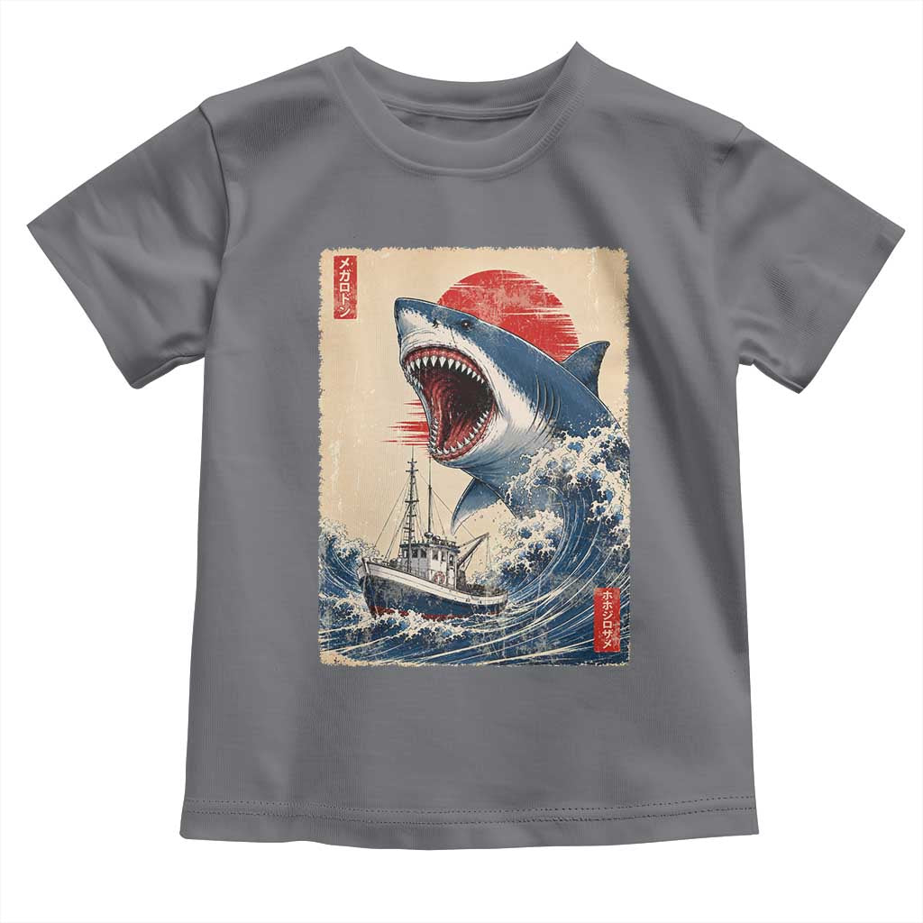 Megalodon Shark Japanese Vintage Graphic Ukiyo e Art Toddler T Shirt