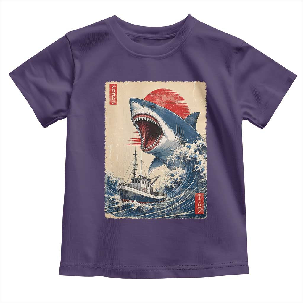 Megalodon Shark Japanese Vintage Graphic Ukiyo e Art Toddler T Shirt