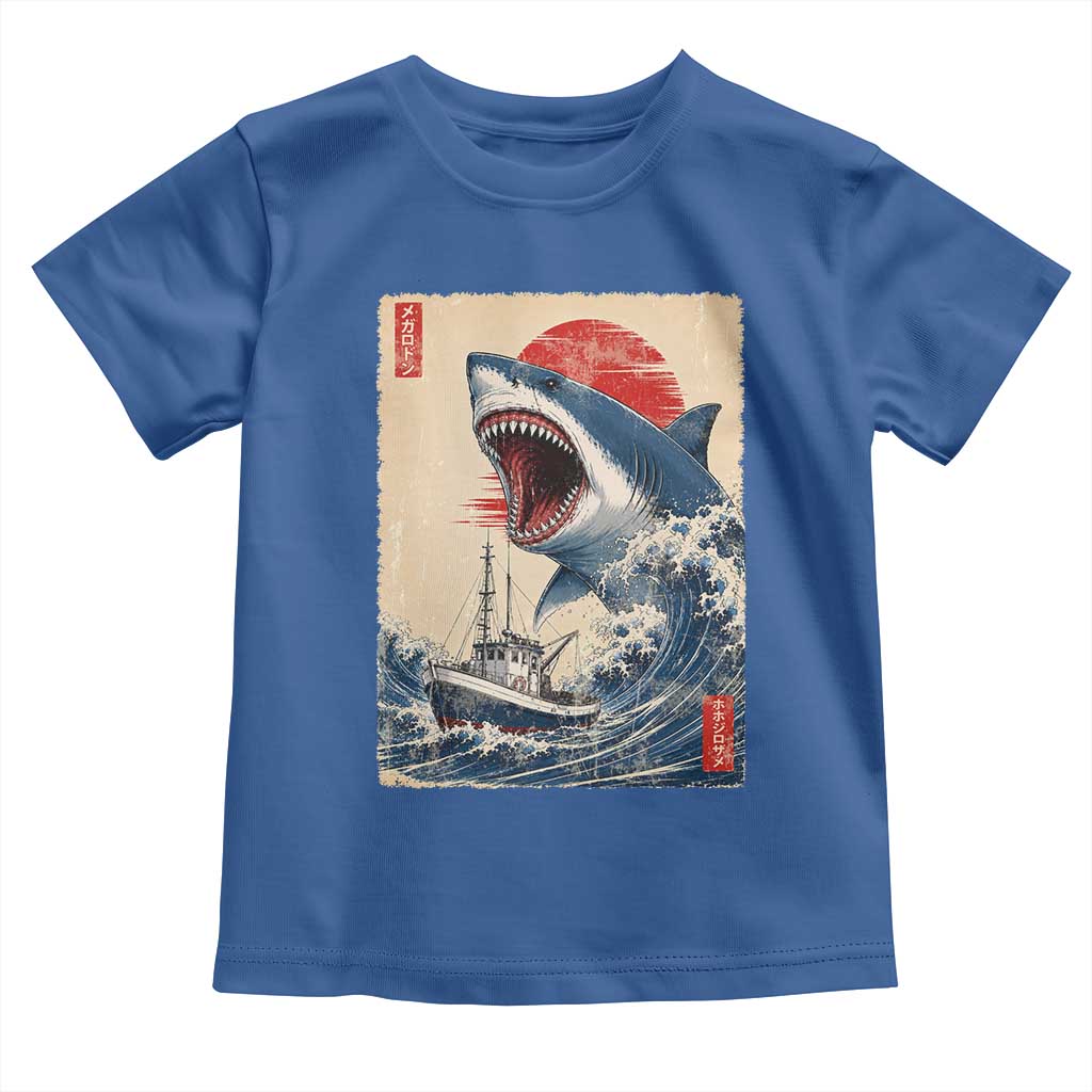 Megalodon Shark Japanese Vintage Graphic Ukiyo e Art Toddler T Shirt