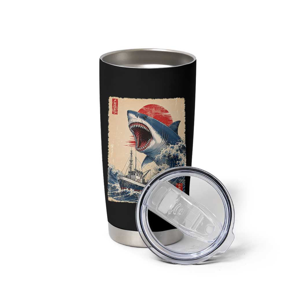 Megalodon Shark Japanese Vintage Graphic Ukiyo e Art Tumbler Cup