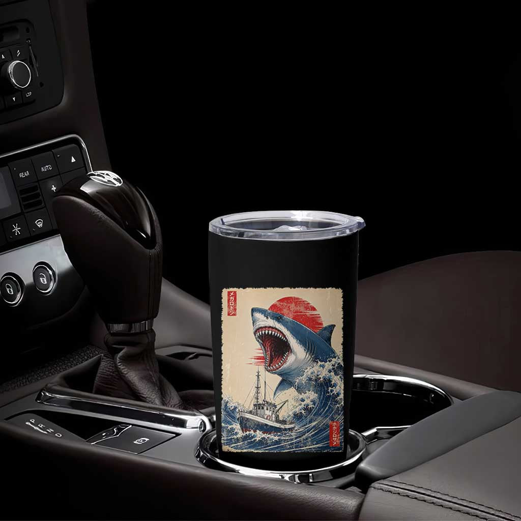 Megalodon Shark Japanese Vintage Graphic Ukiyo e Art Tumbler Cup