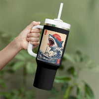 Megalodon Shark Japanese Vintage Graphic Ukiyo e Art Tumbler With Handle