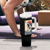 Megalodon Shark Japanese Vintage Graphic Ukiyo e Art Tumbler With Handle