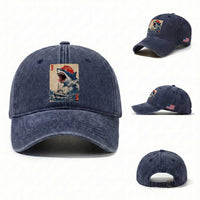 Megalodon Shark Japanese Vintage Graphic Ukiyo e Art Washed Cotton Baseball Cap