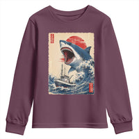 Megalodon Shark Japanese Vintage Graphic Ukiyo e Art Youth Sweatshirt