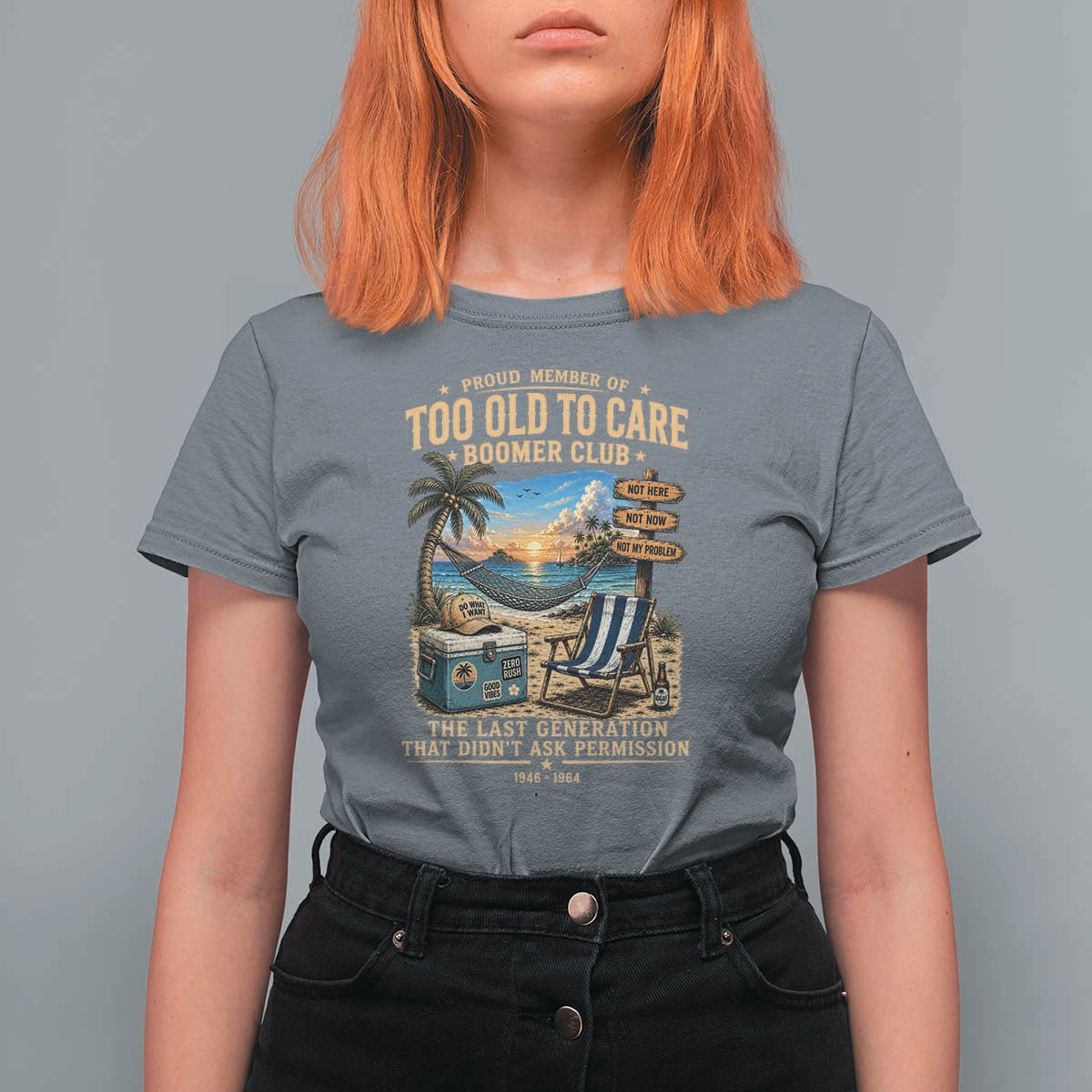 Proud Member of Too Old To Care Boomer Club T Shirt For Women Funny Baby Boomer Retire Summer Vacation