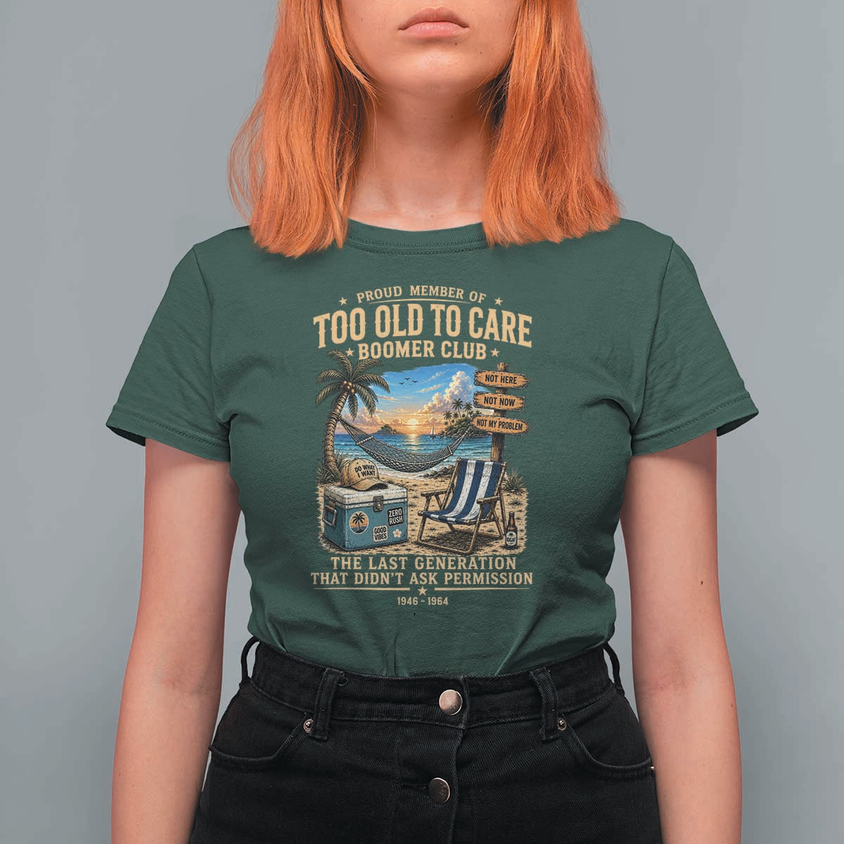 Proud Member of Too Old To Care Boomer Club T Shirt For Women Funny Baby Boomer Retire Summer Vacation