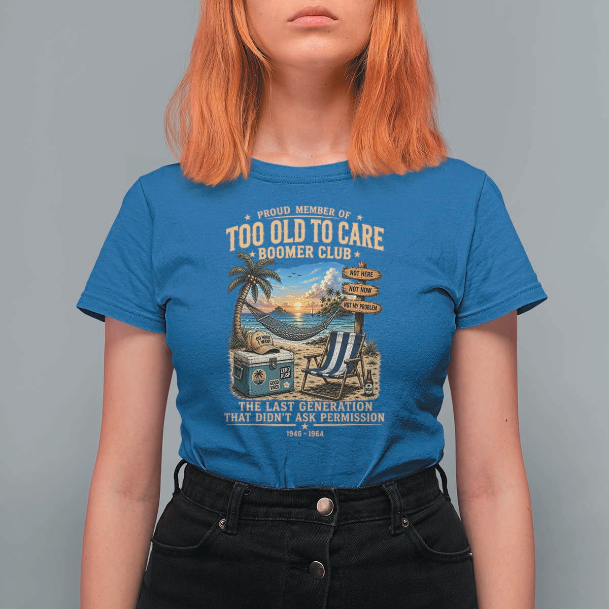 Proud Member of Too Old To Care Boomer Club T Shirt For Women Funny Baby Boomer Retire Summer Vacation