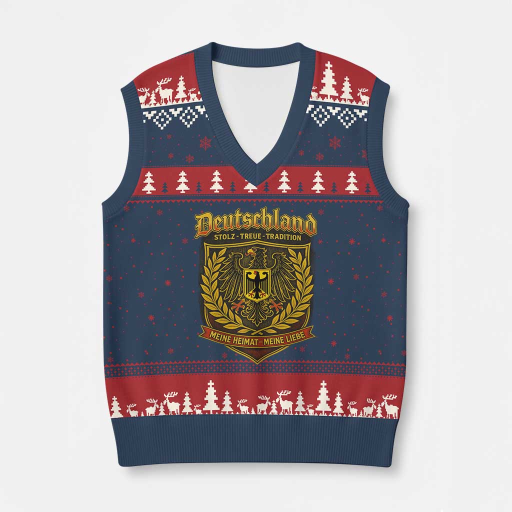 German Heritage Pride V-Neck Knit Sweater Vest Deutschland Stolz Treue Tradition Meine Heimat Meine Liebe - Wonder Print Shop