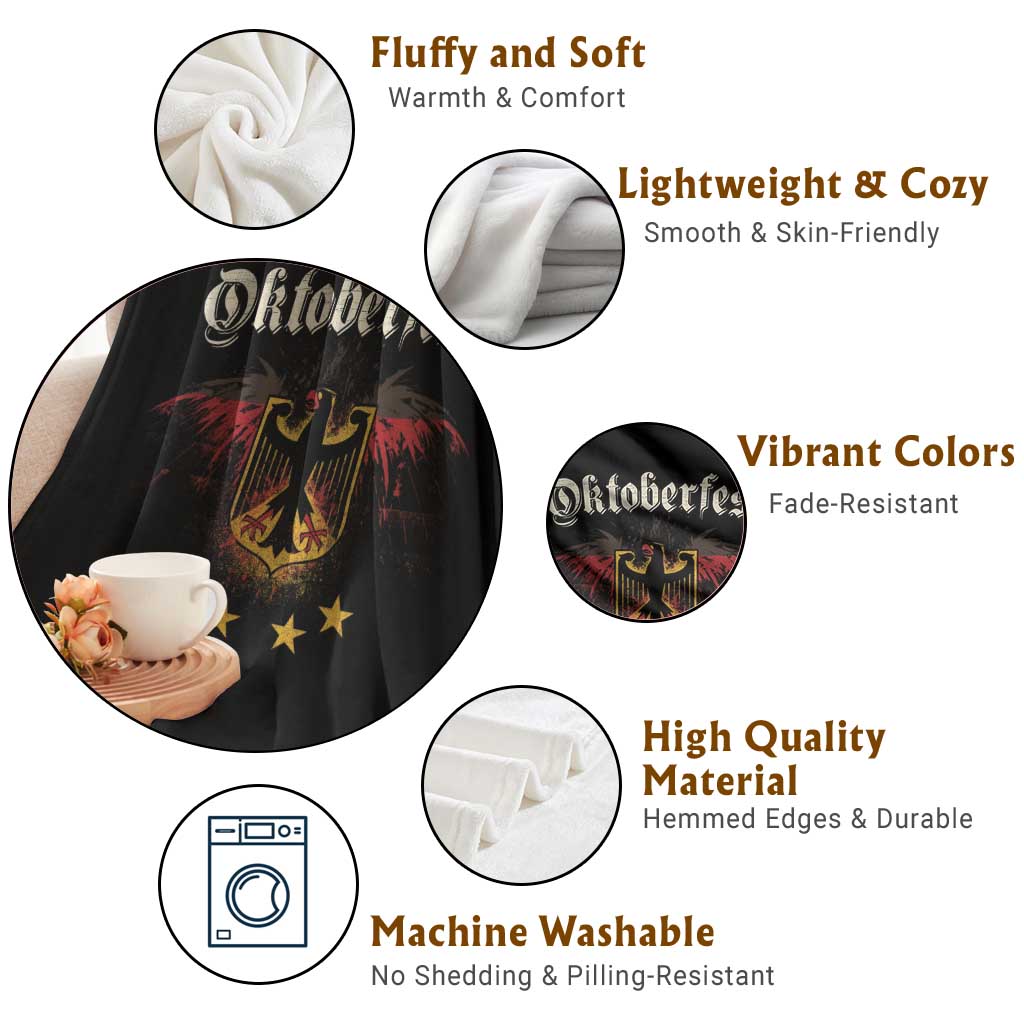 Oktoberfest German Drinking Festival Throw Blanket Bundesadler Coat of Arms Star - Wonder Print Shop
