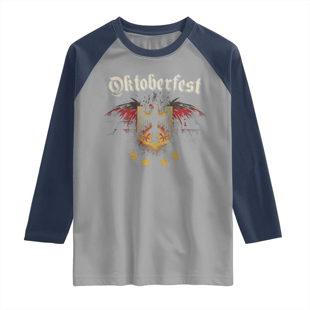 Oktoberfest German Drinking Festival Raglan Shirt Bundesadler Coat of Arms Star - Wonder Print Shop