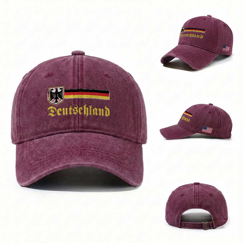 Deutschland German Heritage Pride Washed Cotton Baseball Cap Bundesadler Coat of Arms