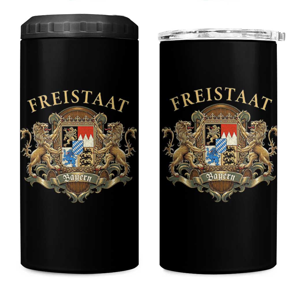 Bavarian Pride 4 in 1 Can Cooler Tumbler Freistaat Bayern Golden Lion Coat Of Arms - Wonder Print Shop