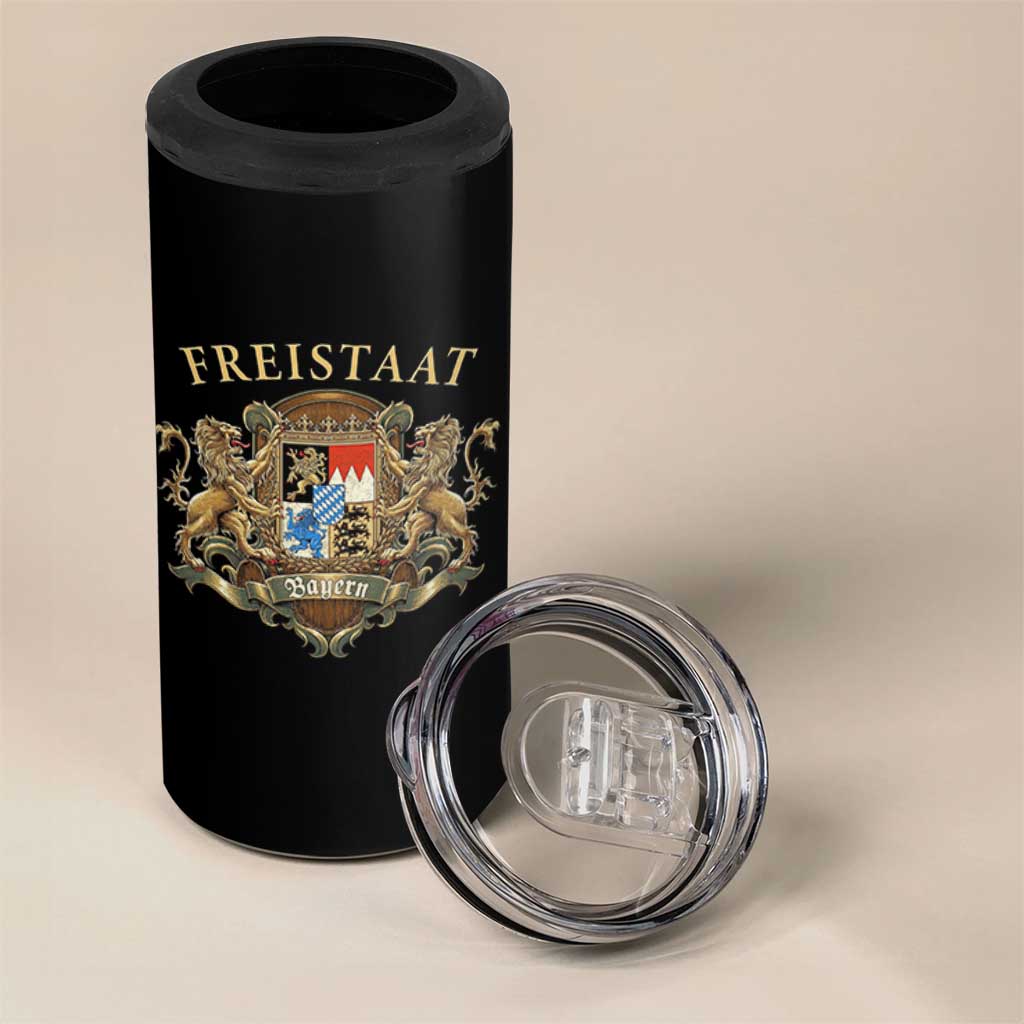 Bavarian Pride 4 in 1 Can Cooler Tumbler Freistaat Bayern Golden Lion Coat Of Arms - Wonder Print Shop