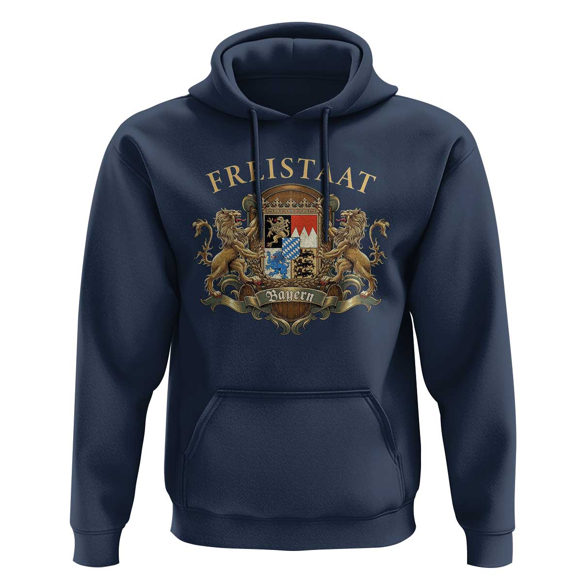 Bavarian Pride Hoodie Freistaat Bayern Golden Lion Coat Of Arms - Wonder Print Shop