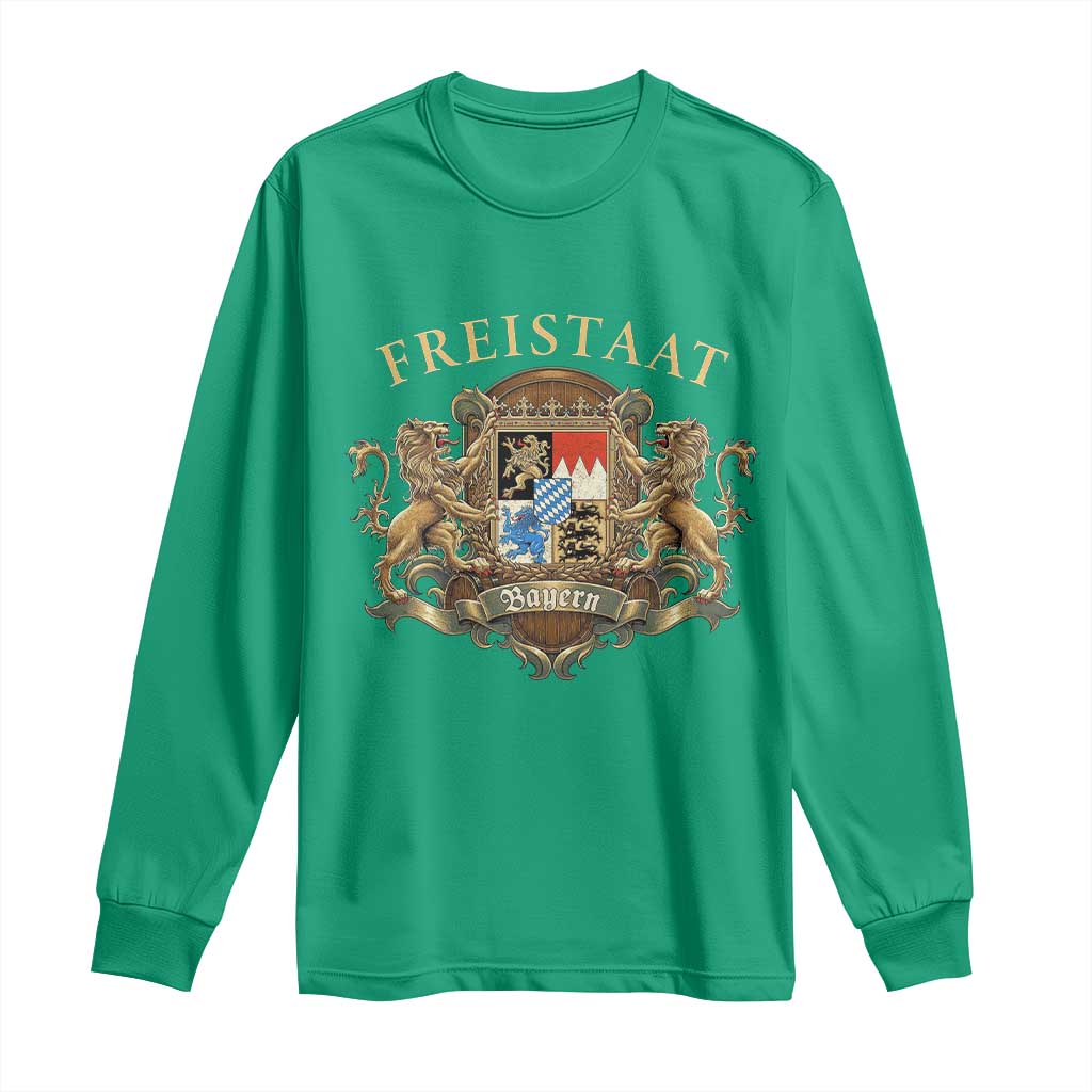 Bavarian Pride Long Sleeve Shirt Freistaat Bayern Golden Lion Coat Of Arms - Wonder Print Shop