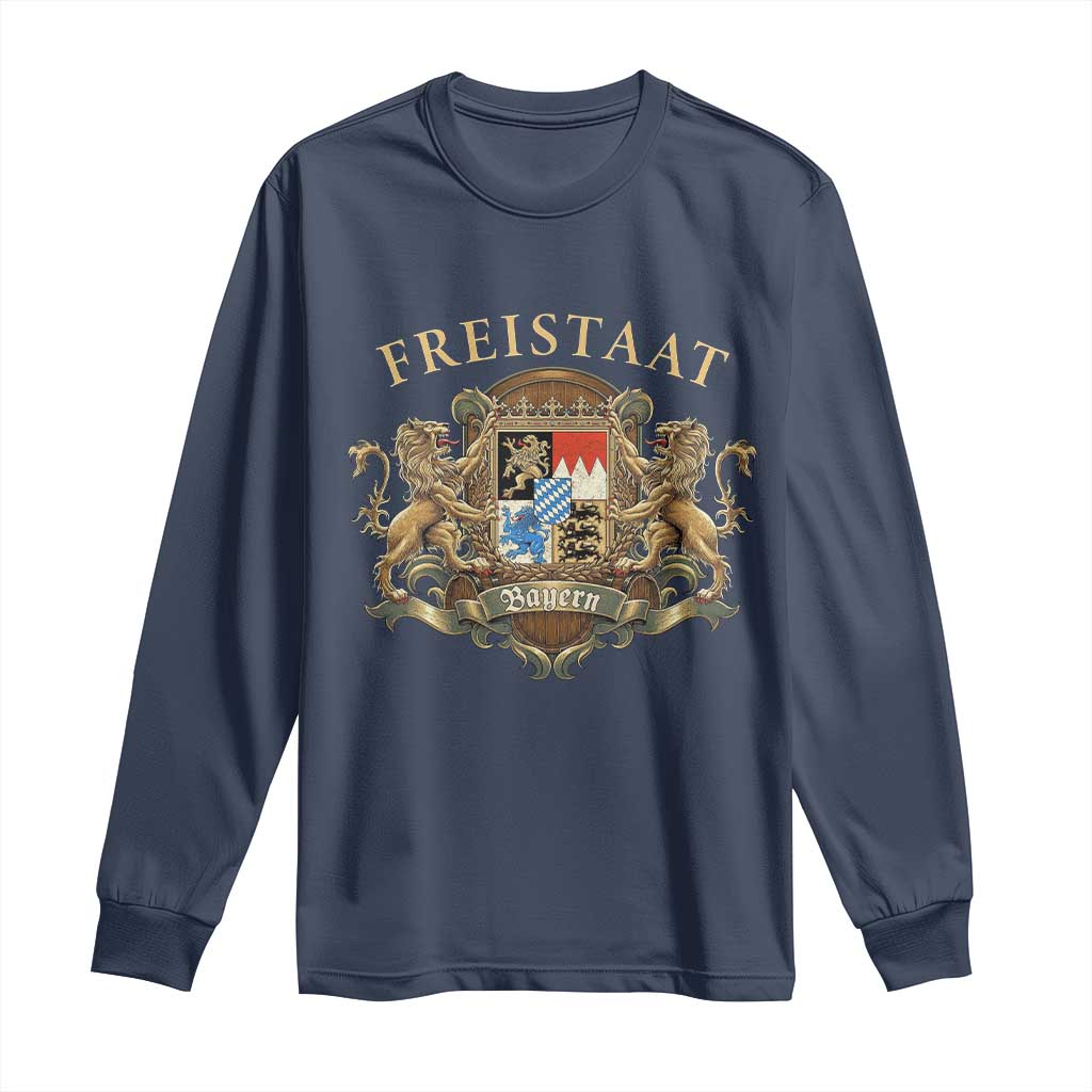 Bavarian Pride Long Sleeve Shirt Freistaat Bayern Golden Lion Coat Of Arms - Wonder Print Shop