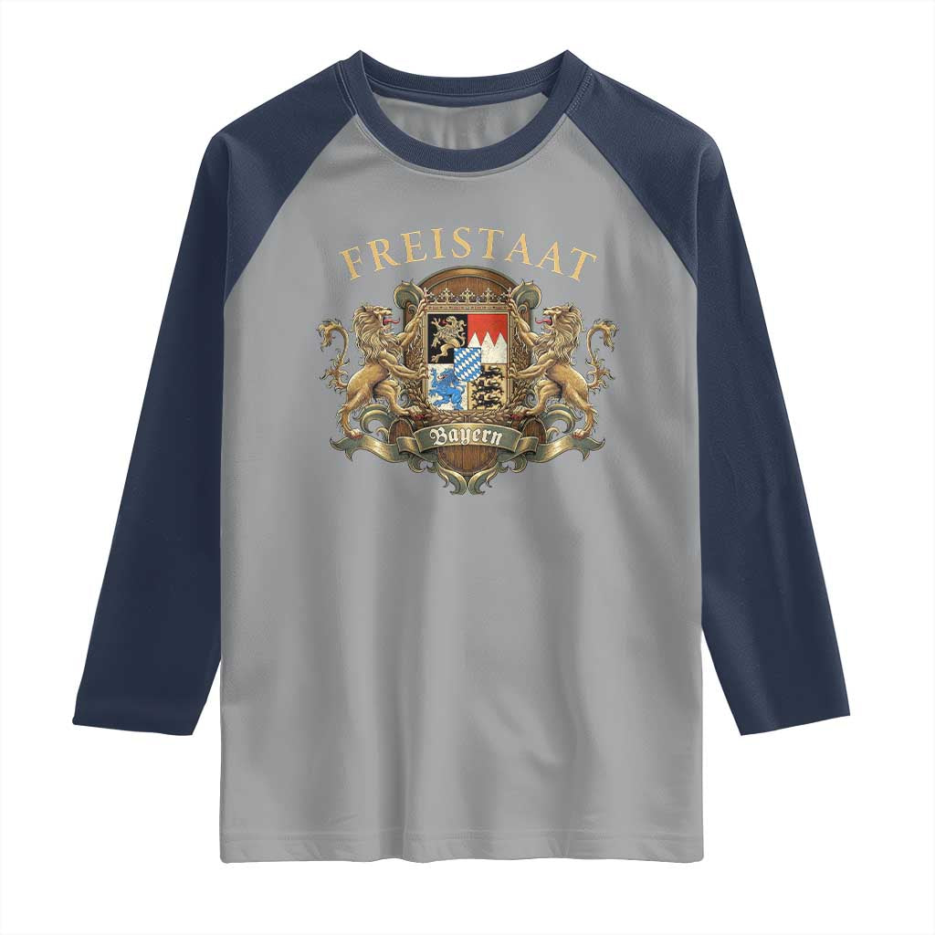 Bavarian Pride Raglan Shirt Freistaat Bayern Golden Lion Coat Of Arms - Wonder Print Shop