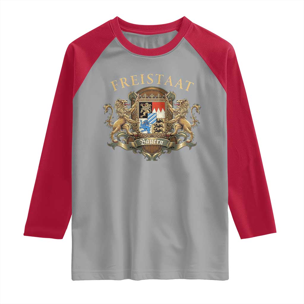 Bavarian Pride Raglan Shirt Freistaat Bayern Golden Lion Coat Of Arms - Wonder Print Shop