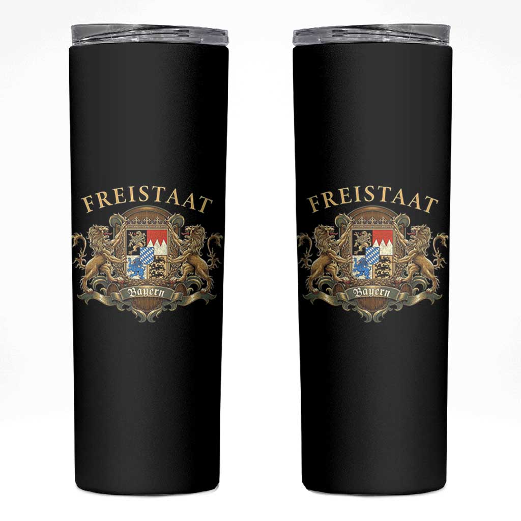 Bavarian Pride Skinny Tumbler Freistaat Bayern Golden Lion Coat Of Arms - Wonder Print Shop