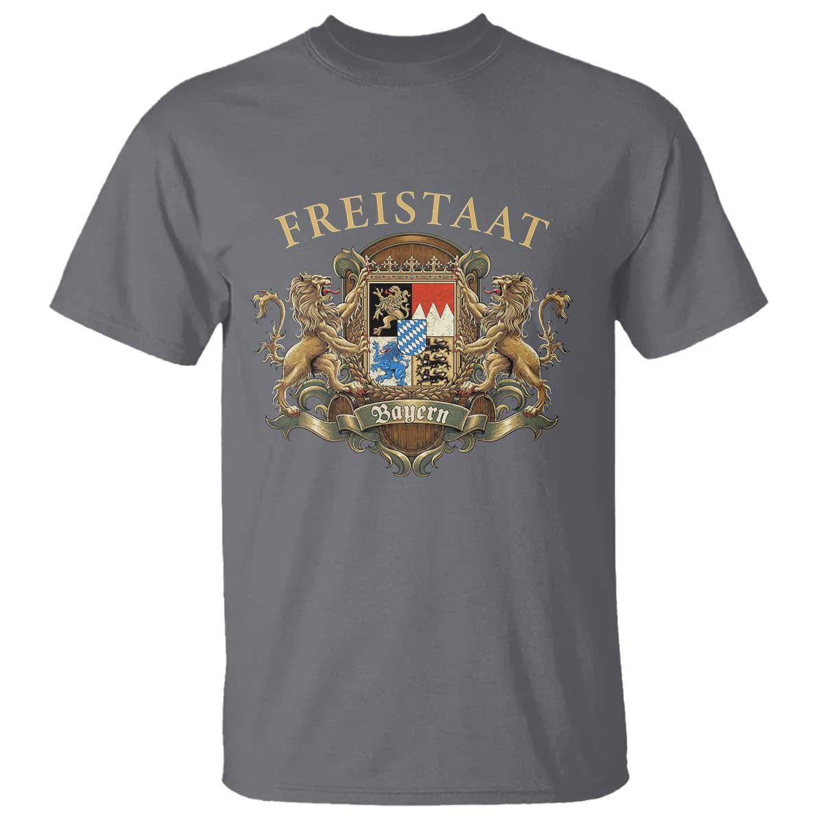Bavarian Pride T Shirt Freistaat Bayern Golden Lion Coat Of Arms - Wonder Print Shop