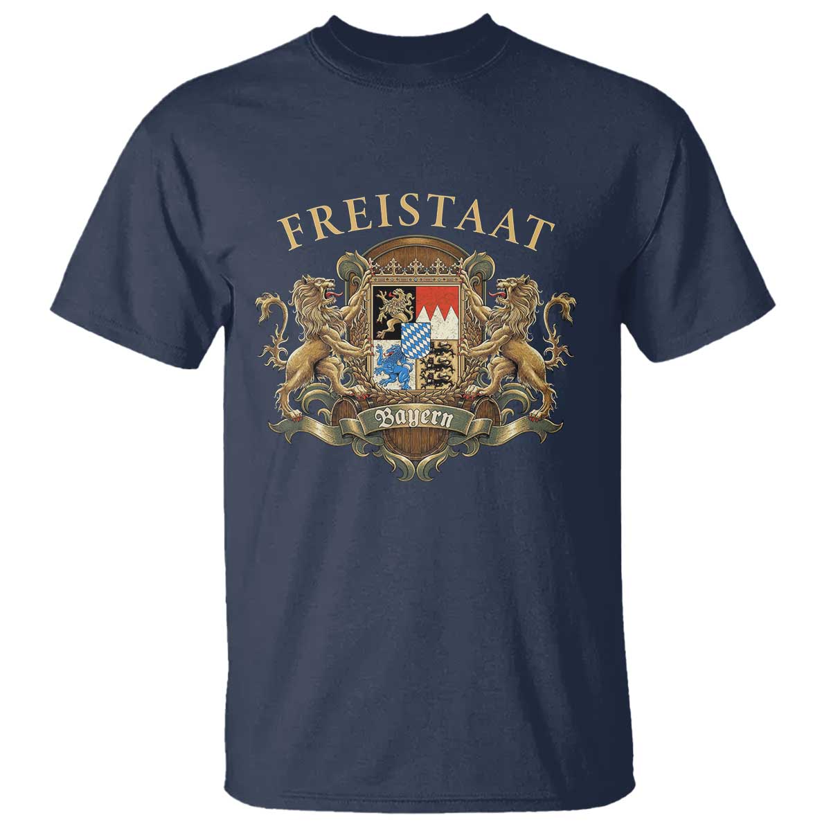 Bavarian Pride T Shirt Freistaat Bayern Golden Lion Coat Of Arms - Wonder Print Shop