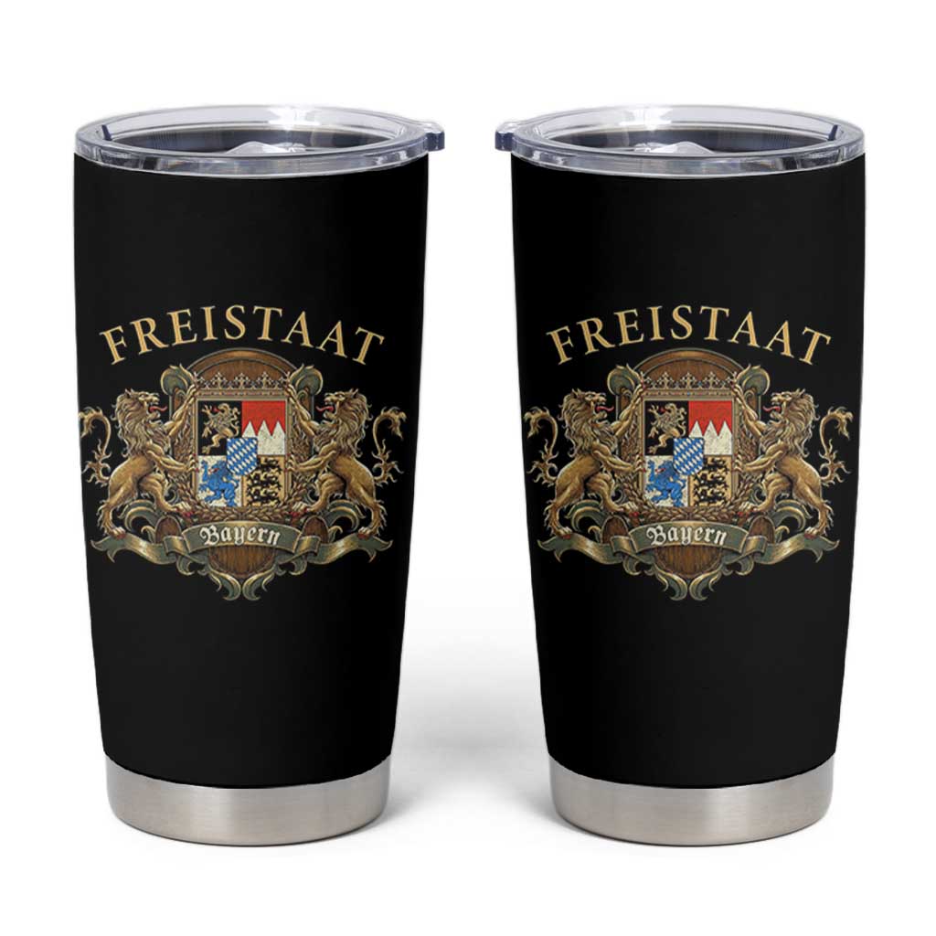 Bavarian Pride Tumbler Cup Freistaat Bayern Golden Lion Coat Of Arms - Wonder Print Shop