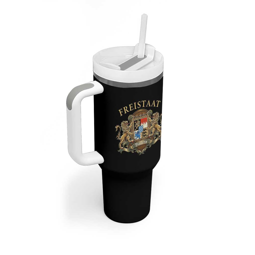 Bavarian Pride Tumbler With Handle Freistaat Bayern Golden Lion Coat Of Arms - Wonder Print Shop