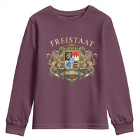 Bavarian Pride Youth Sweatshirt Freistaat Bayern Golden Lion Coat Of Arms - Wonder Print Shop