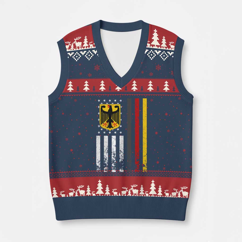 Patriotic Bundesadler Vintage German American Flag V-Neck Knit Sweater Vest Germany Heritage Pride - Wonder Print Shop