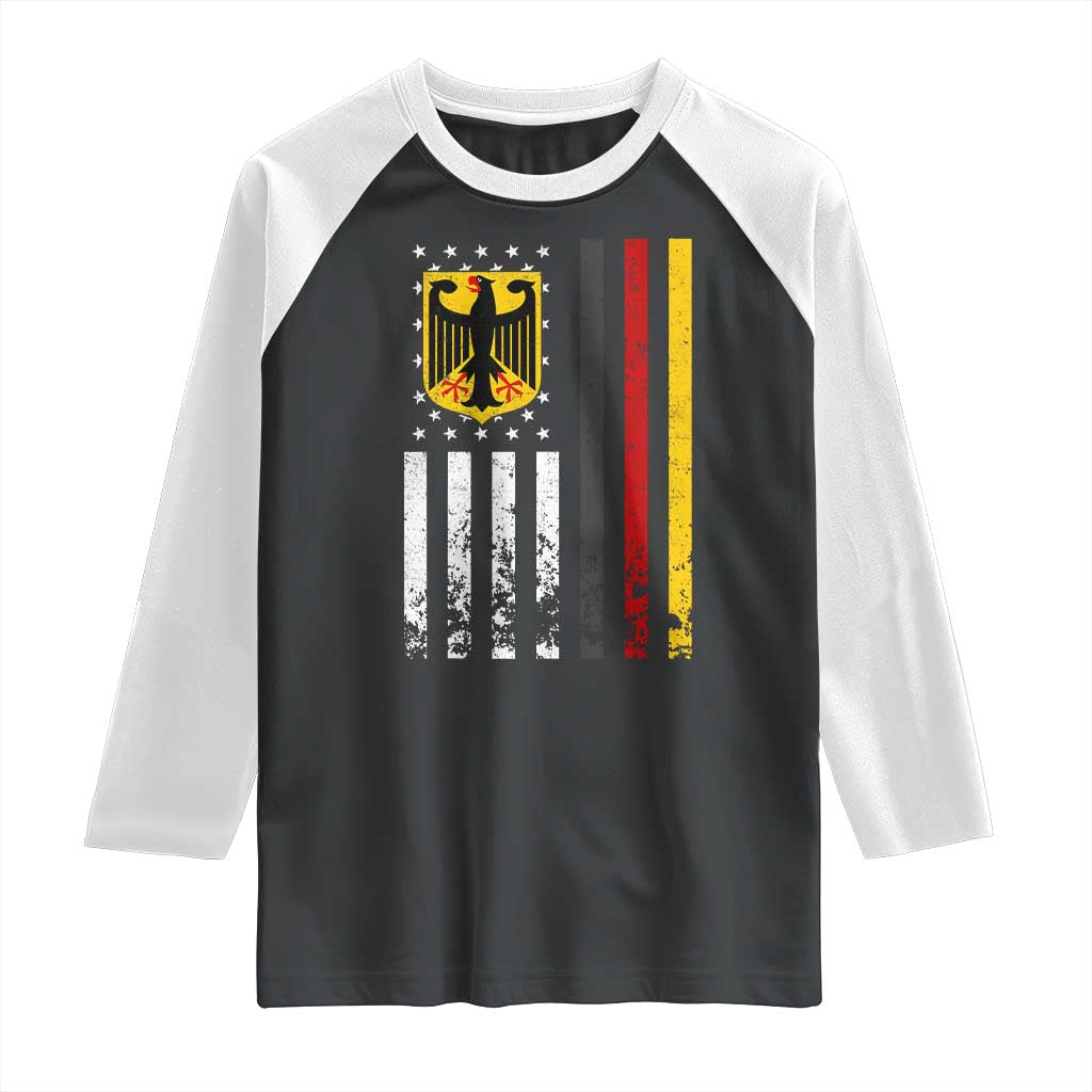 Patriotic Bundesadler Vintage German American Flag Raglan Shirt Germany Heritage Pride - Wonder Print Shop