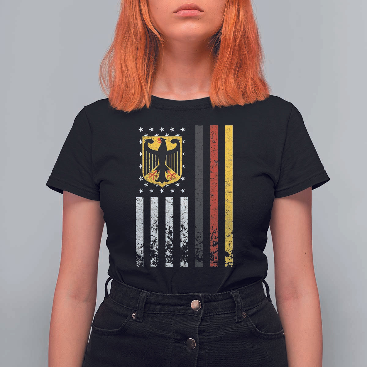 Patriotic Bundesadler Vintage German American Flag T Shirt For Women Germany Heritage Pride - Wonder Print Shop