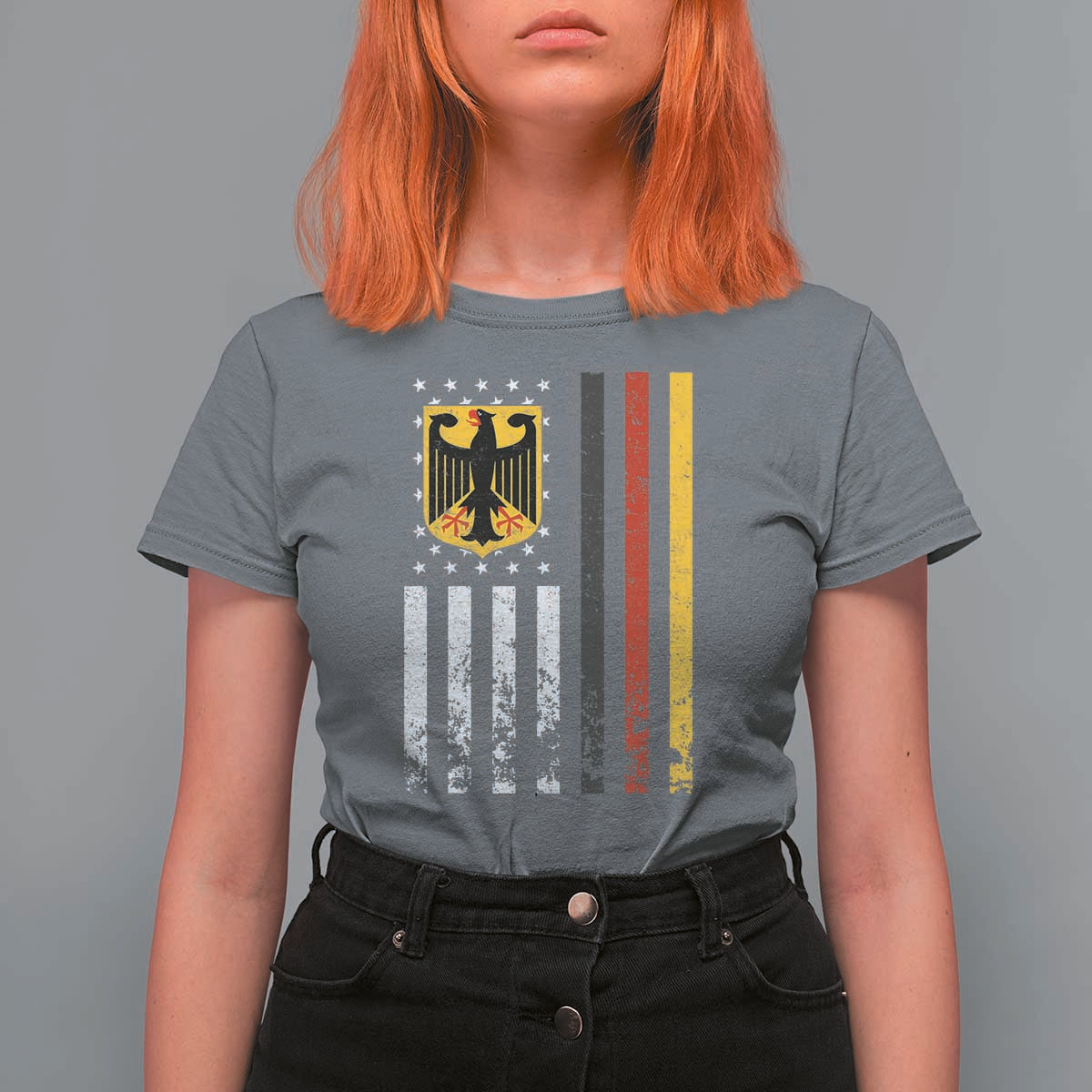Patriotic Bundesadler Vintage German American Flag T Shirt For Women Germany Heritage Pride - Wonder Print Shop