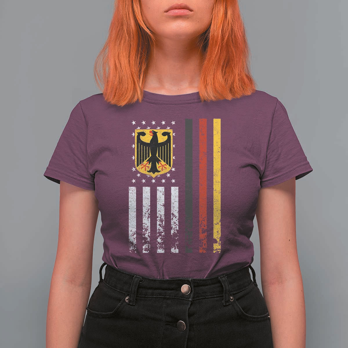 Patriotic Bundesadler Vintage German American Flag T Shirt For Women Germany Heritage Pride - Wonder Print Shop
