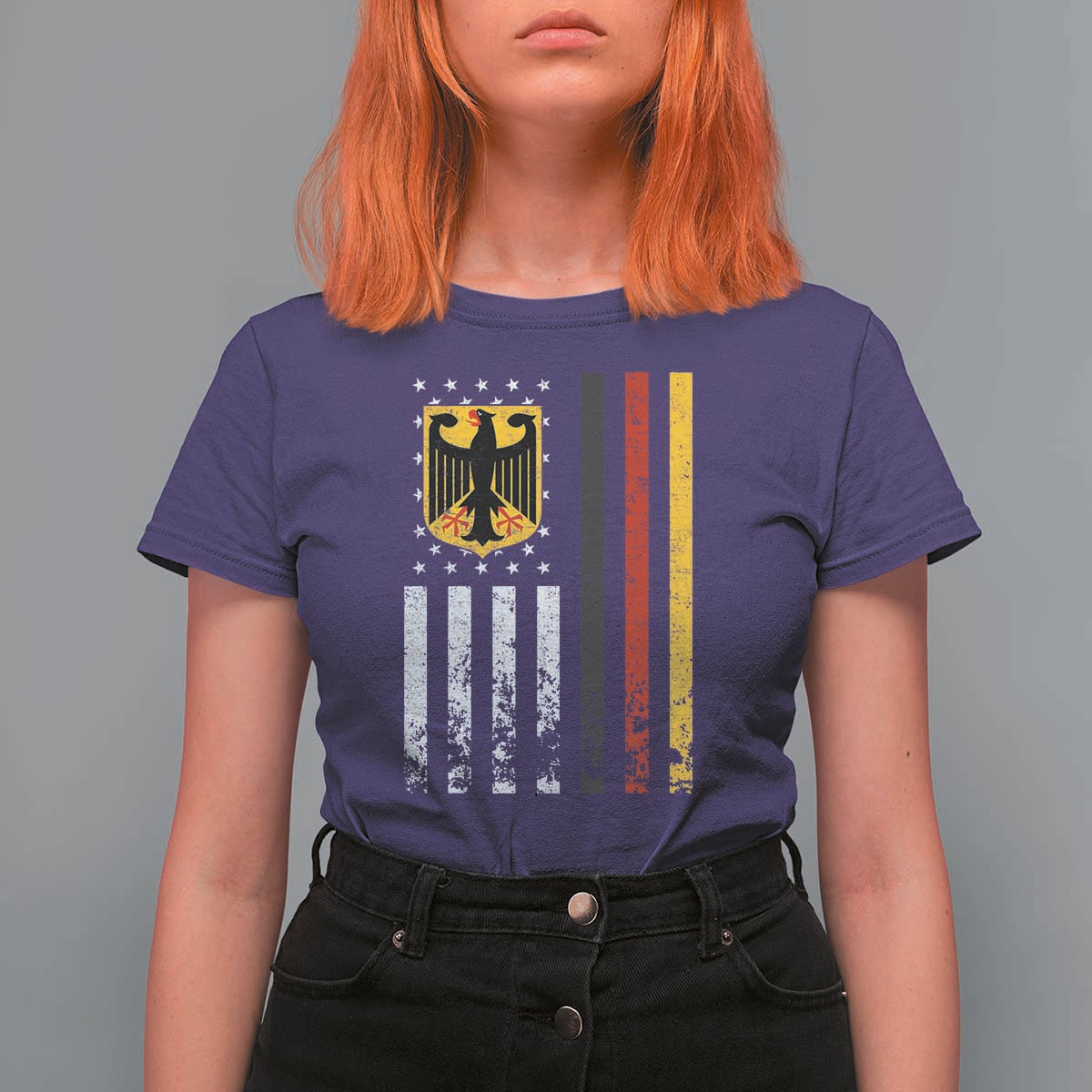 Patriotic Bundesadler Vintage German American Flag T Shirt For Women Germany Heritage Pride - Wonder Print Shop