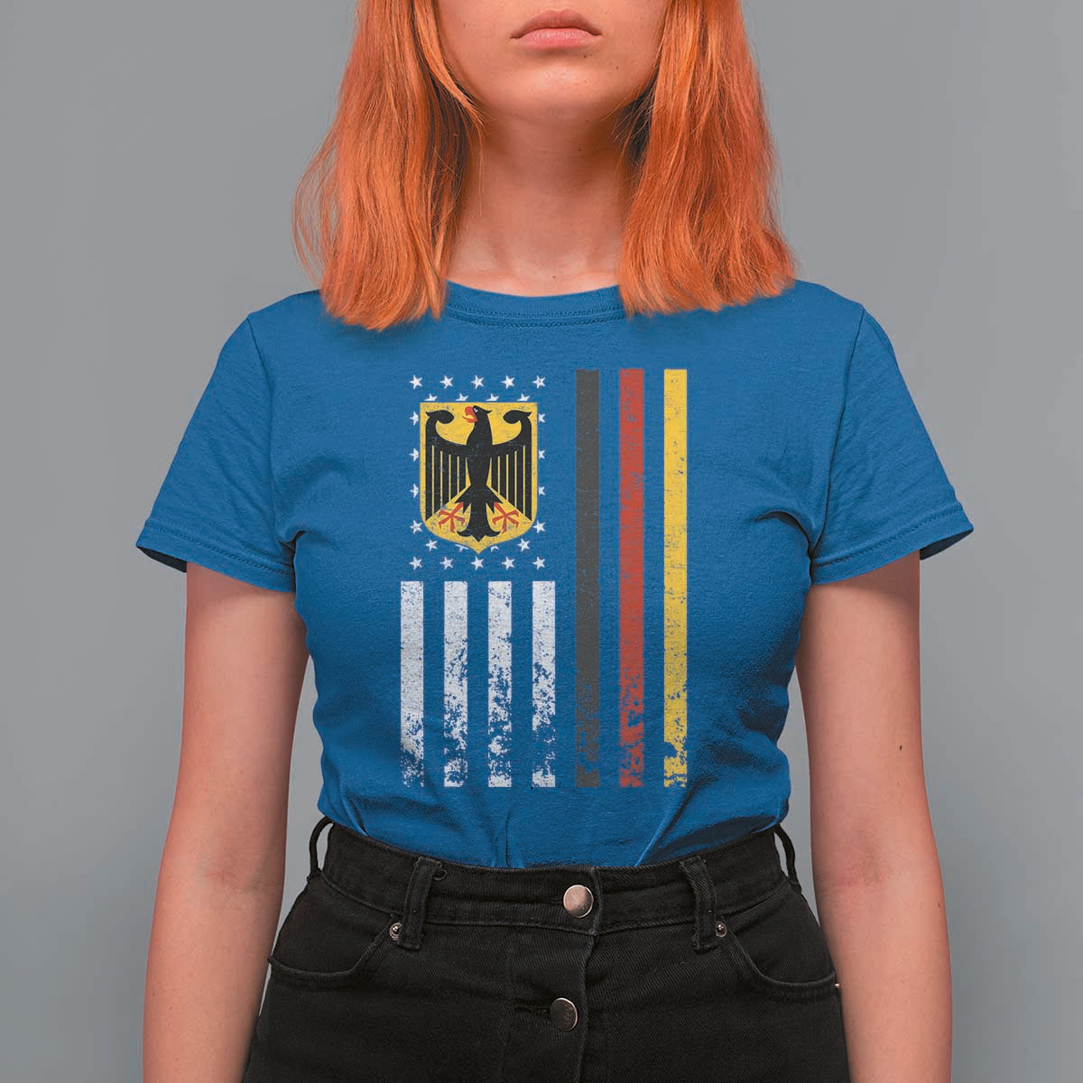 Patriotic Bundesadler Vintage German American Flag T Shirt For Women Germany Heritage Pride - Wonder Print Shop