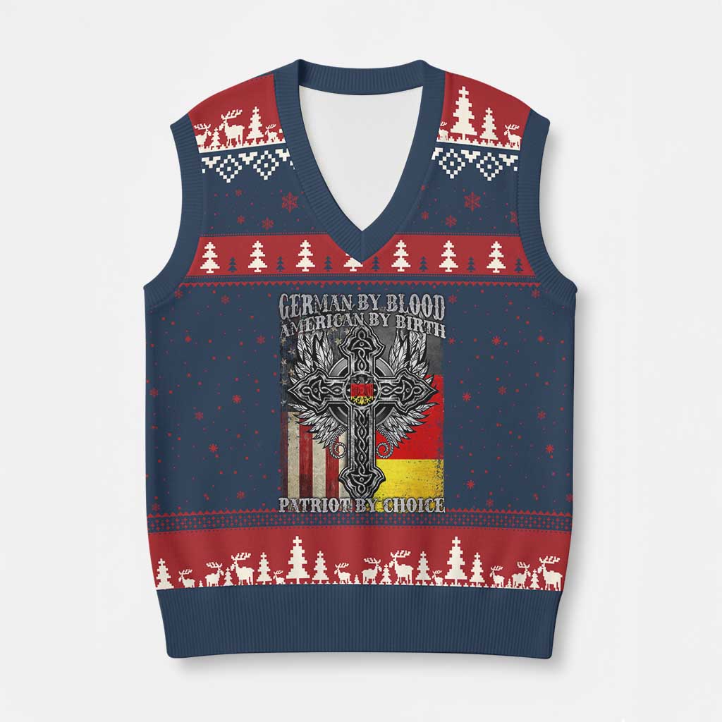German By Blood American By Birth Patriot By Choice V-Neck Knit Sweater Vest German Americans - Wonder Print Shop