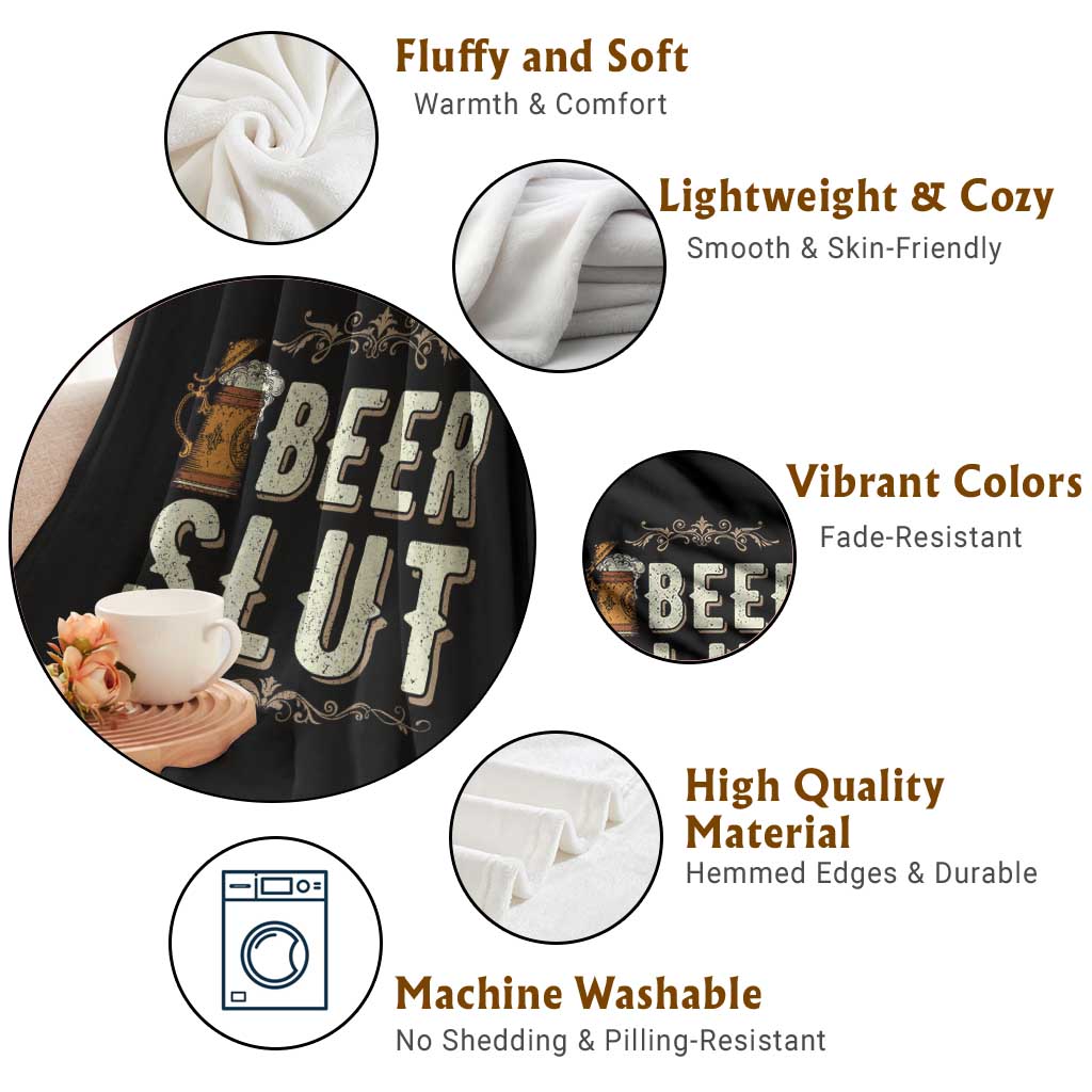 Funny Oktoberfest Beer Slut Throw Blanket German Beer Stein Drinking Lover - Wonder Print Shop