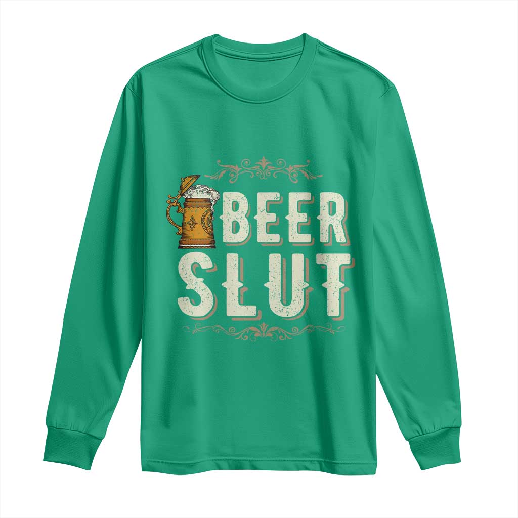 Funny Oktoberfest Beer Slut Long Sleeve Shirt German Beer Stein Drinking Lover - Wonder Print Shop