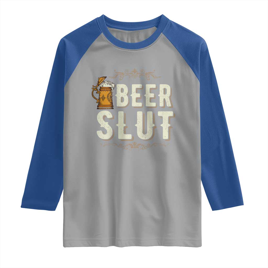 Funny Oktoberfest Beer Slut Raglan Shirt German Beer Stein Drinking Lover - Wonder Print Shop