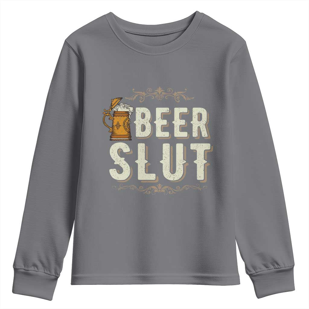 Funny Oktoberfest Beer Slut Youth Sweatshirt German Beer Stein Drinking Lover - Wonder Print Shop