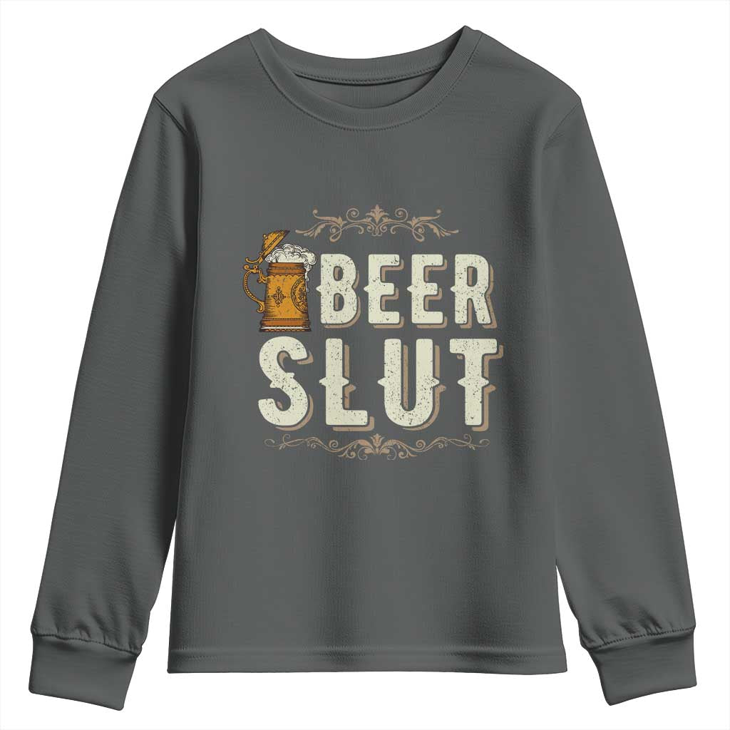 Funny Oktoberfest Beer Slut Youth Sweatshirt German Beer Stein Drinking Lover - Wonder Print Shop