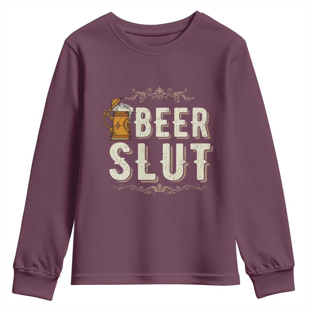 Funny Oktoberfest Beer Slut Youth Sweatshirt German Beer Stein Drinking Lover - Wonder Print Shop