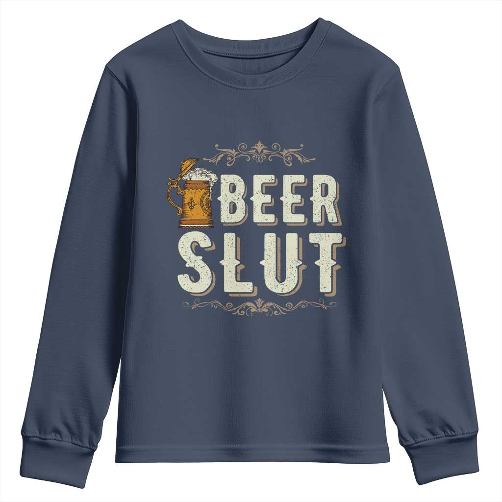 Funny Oktoberfest Beer Slut Youth Sweatshirt German Beer Stein Drinking Lover - Wonder Print Shop