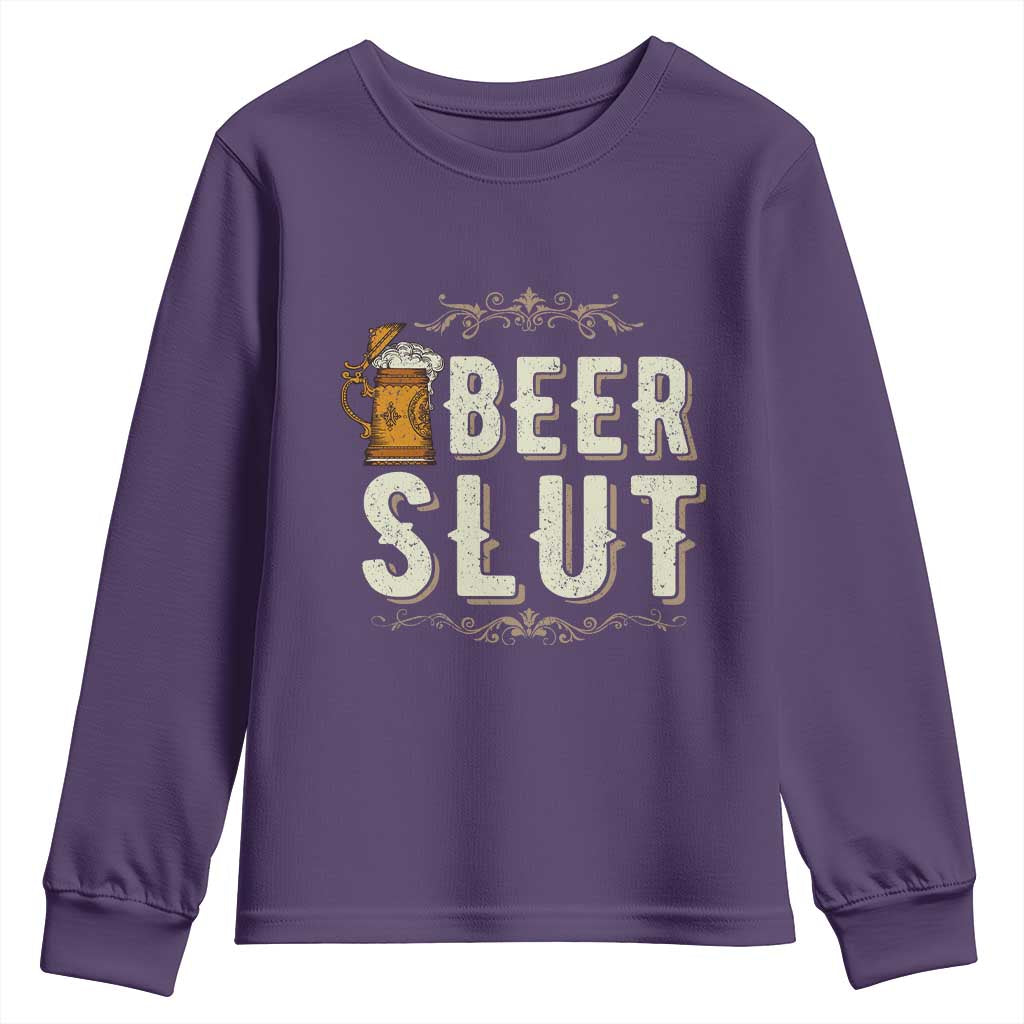 Funny Oktoberfest Beer Slut Youth Sweatshirt German Beer Stein Drinking Lover - Wonder Print Shop