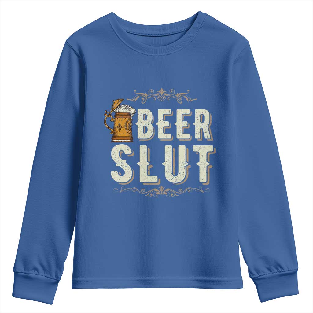 Funny Oktoberfest Beer Slut Youth Sweatshirt German Beer Stein Drinking Lover - Wonder Print Shop