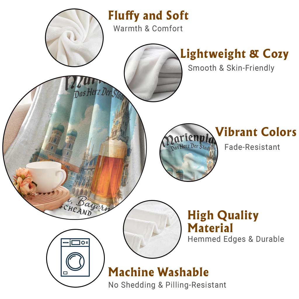 Bavarian Festival Munich Oktoberfest Throw Blanket Das Herz Der Stadt Beer Pretzel - Wonder Print Shop