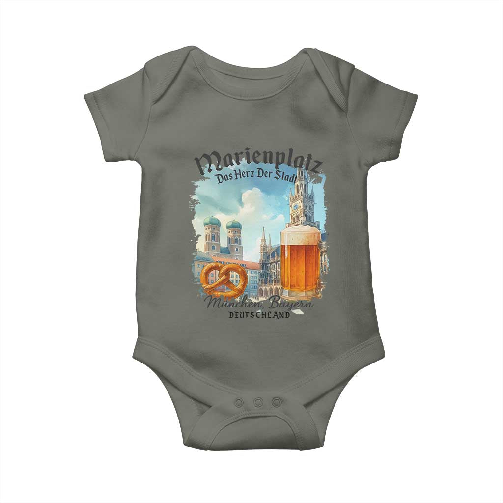 Bavarian Festival Munich Oktoberfest Baby Onesie Das Herz Der Stadt Beer Pretzel - Wonder Print Shop