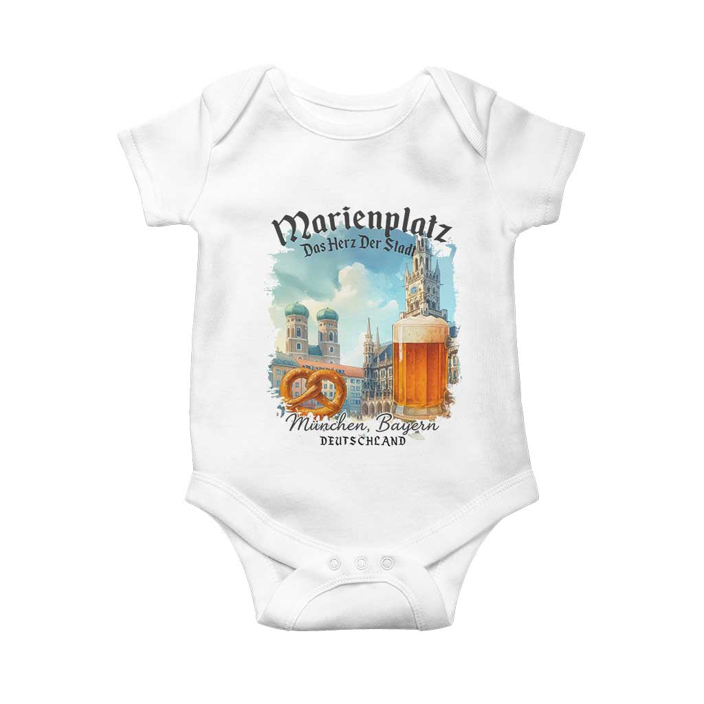 Bavarian Festival Munich Oktoberfest Baby Onesie Das Herz Der Stadt Beer Pretzel - Wonder Print Shop