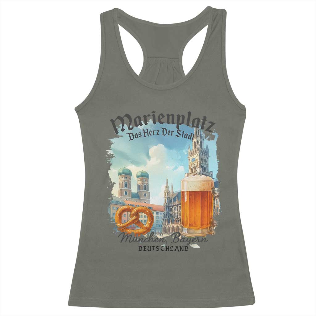 Bavarian Festival Munich Oktoberfest Racerback Tank Top Das Herz Der Stadt Beer Pretzel - Wonder Print Shop